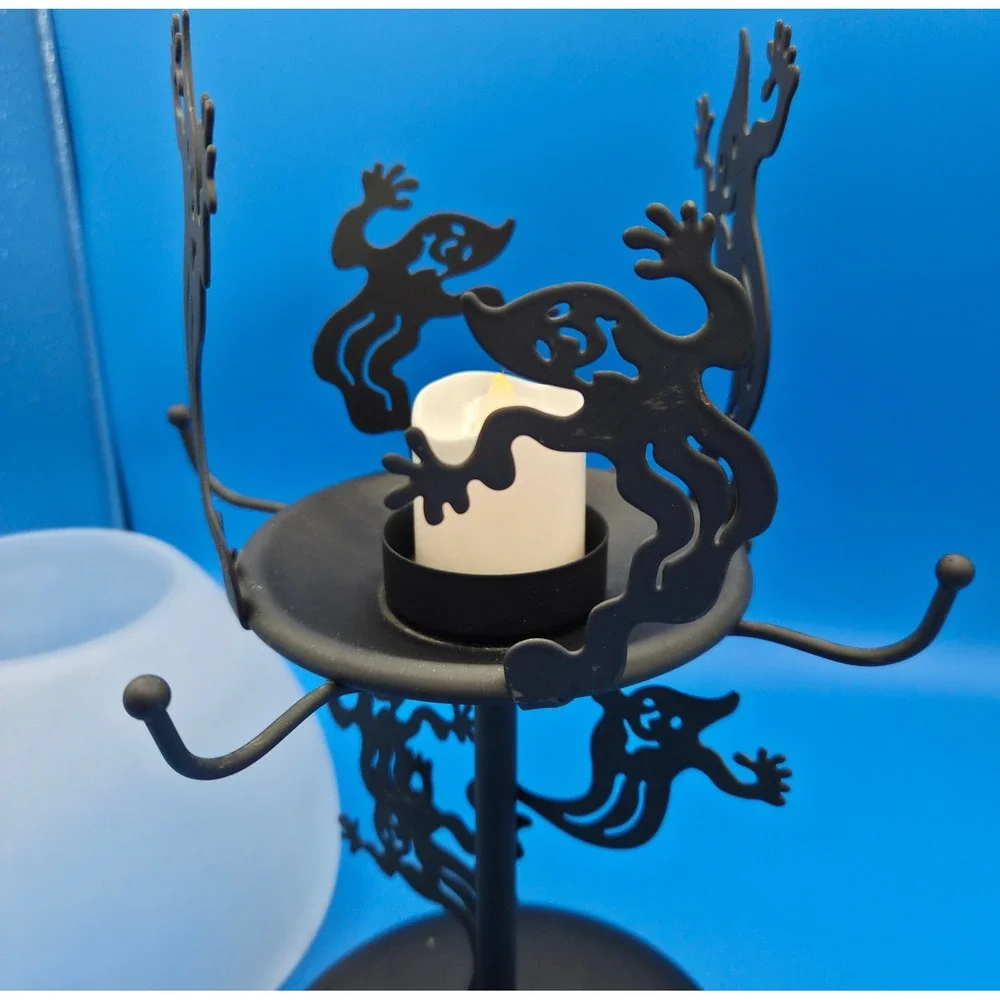 PartyLite Vintage Shadow Dancer Ghost Tealight Lamp Frosted Glass Shade Retrired